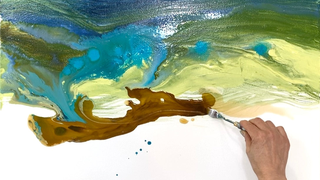 Federleicht & flieend  intuitives Acrylbild mit Marmor-Effekt   Knstlerstreich UG