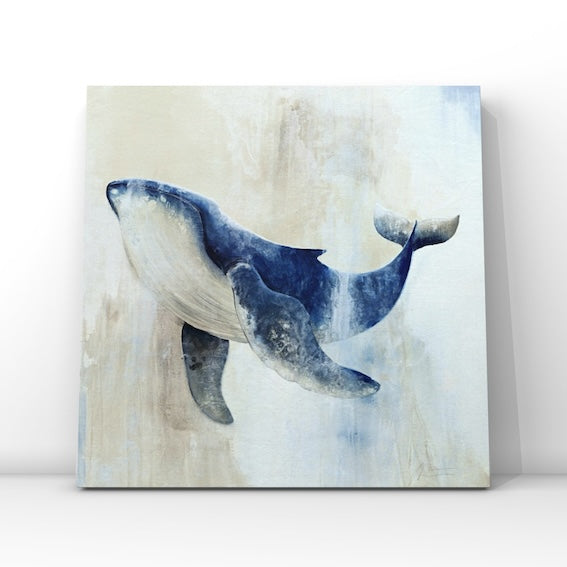 Der Wal – moderne Leinwandkunst über Stille, Weite & Vertrauen | Abstraktes Tiermotiv