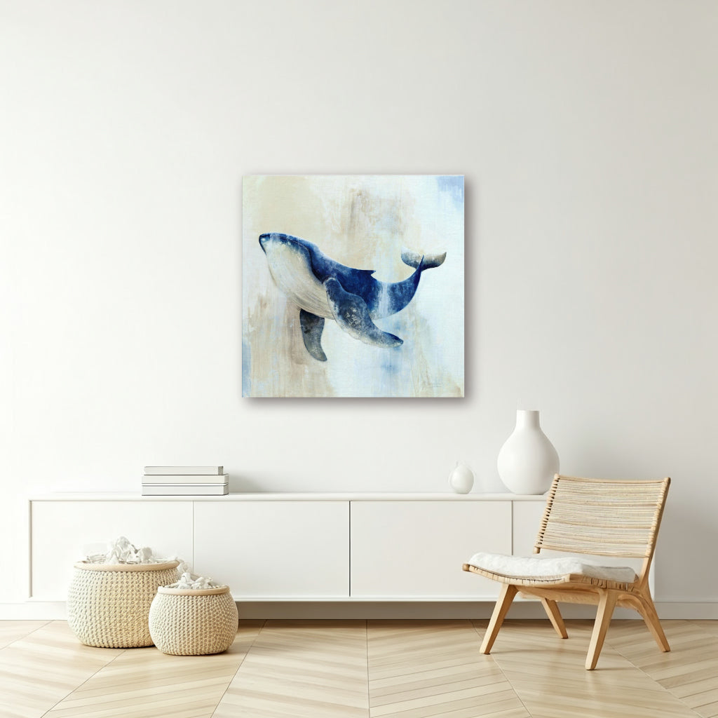 Der Wal – moderne Leinwandkunst über Stille, Weite & Vertrauen | Abstraktes Tiermotiv