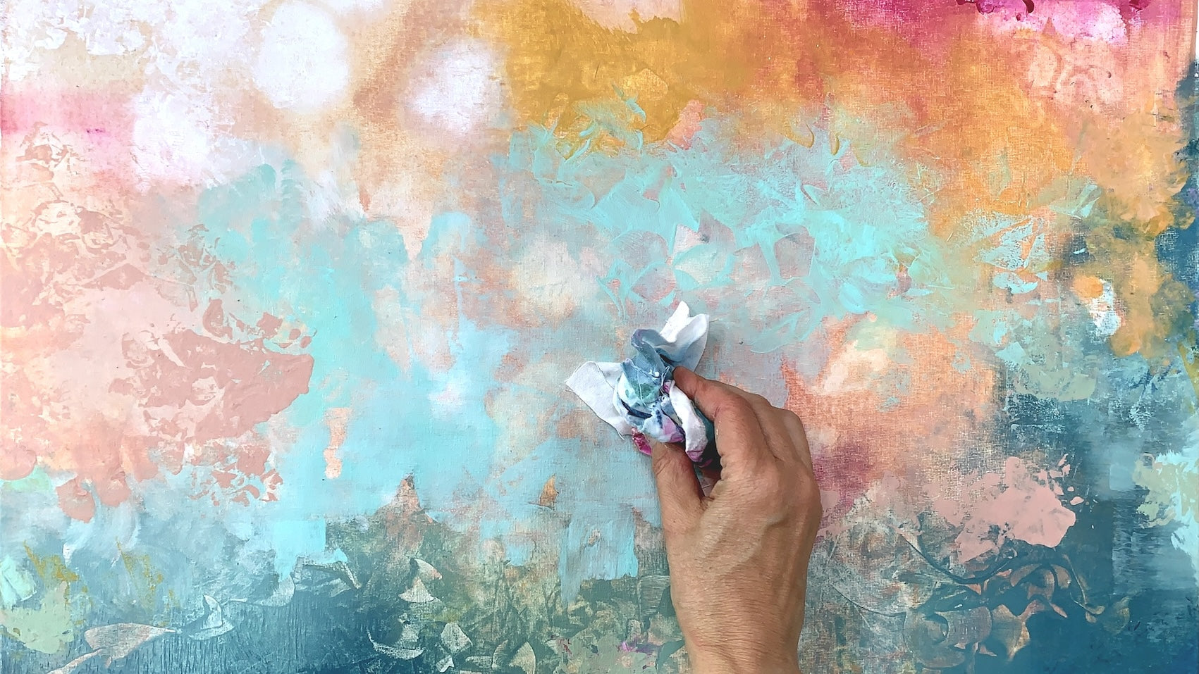 Acryl abstrakt: Fensterwischer & Tuch für florale Effekte