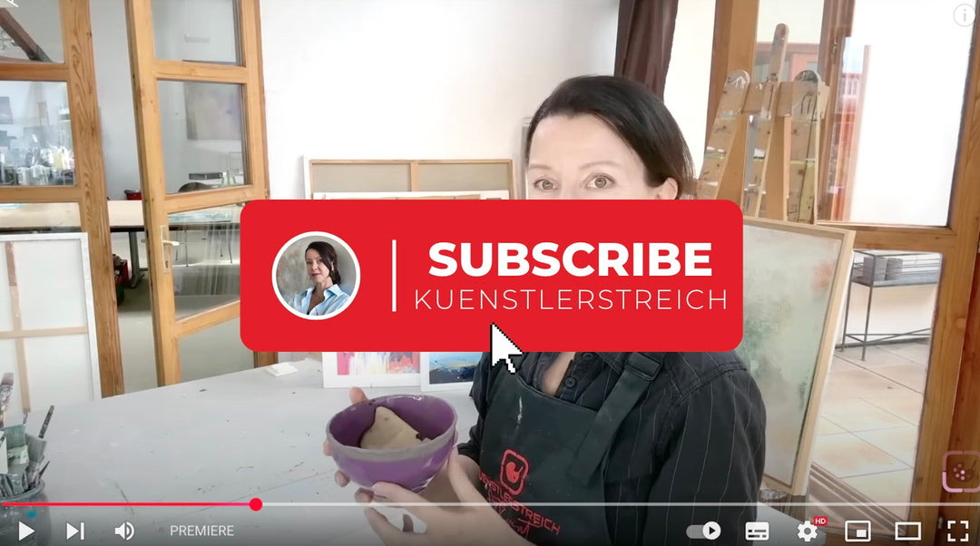 Petra Thölken bei Youtube Kanal Kuenstlerstreich. Abonniere den Kanal jetzt Button
