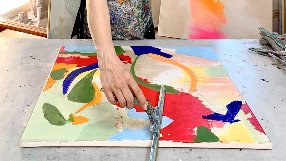 Sommer, Sonne - keine Idee? Abstrakt malen mit Zitrone, Acrylfarbe und Leichtigkeit