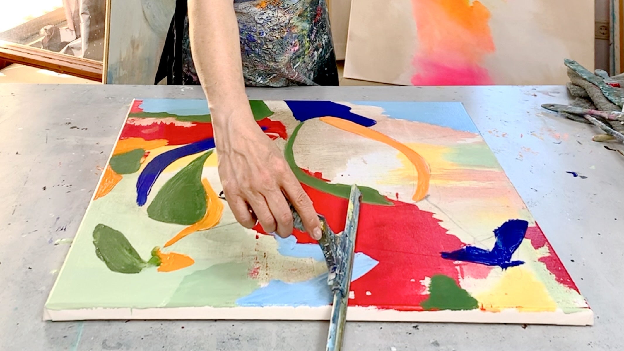 Sommer, Sonne - keine Idee? Abstrakt malen mit Zitrone, Acrylfarbe und Leichtigkeit