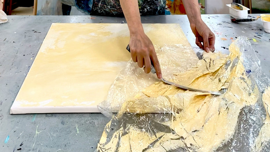Edler Marmoreffekt mit Strukturpaste & Folie – abstrakt malen mit Türkis