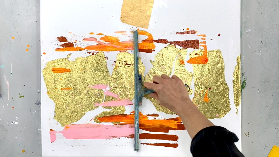 Alte Leinwand retten – abstrakte Menschenformen mit Goldfolie & Acryl malen