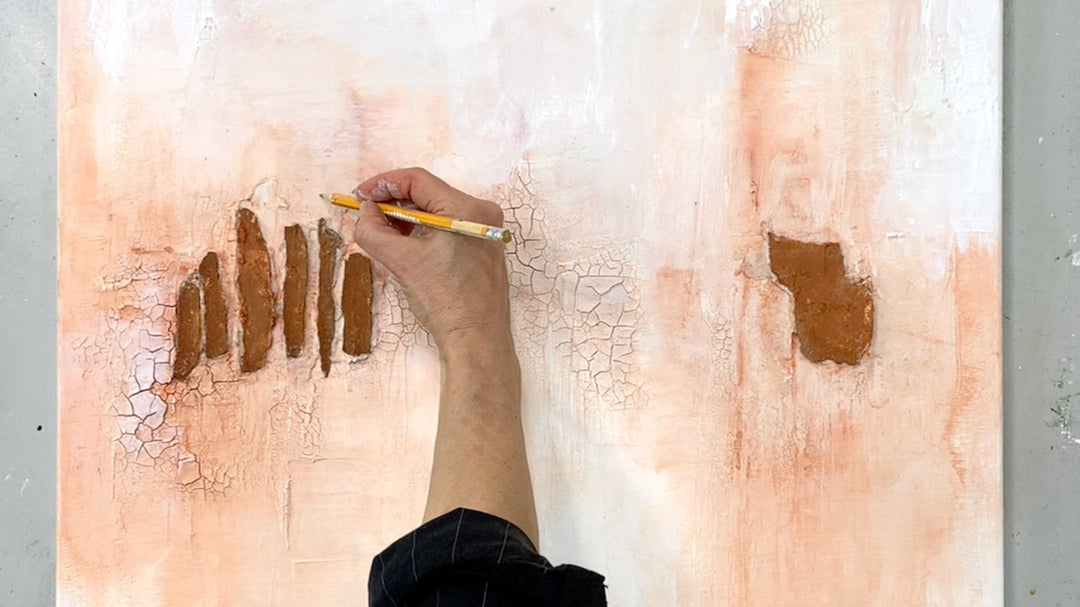 Rinde kleben – Acryl fließen lassen – Kreidepigment & Craquelée (Anfänger)