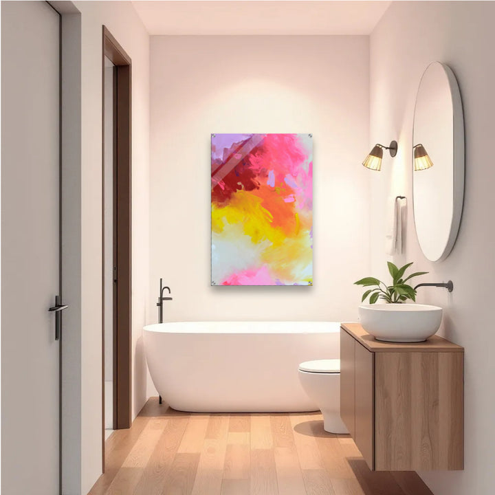 Hochformat  Lebendiger Acryl-Print – Energiereiches Kunstwerk für enge Räume und Flure,