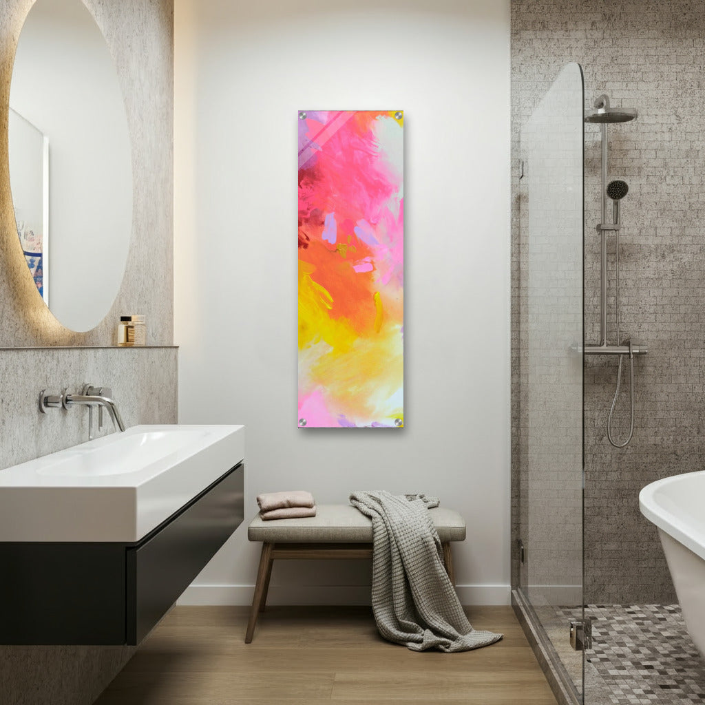 Lebendiger Acryl-Print – Energiereiches Kunstwerk für enge Räume und Flure, schmal
