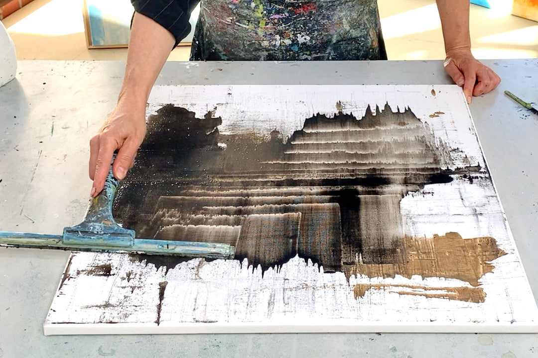 Fensterwischer-Technik für abstrakte Minimal Art – Acrylmalerei

