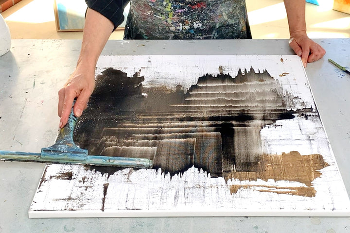 Fensterwischer-Technik für abstrakte Minimal Art – Acrylmalerei

