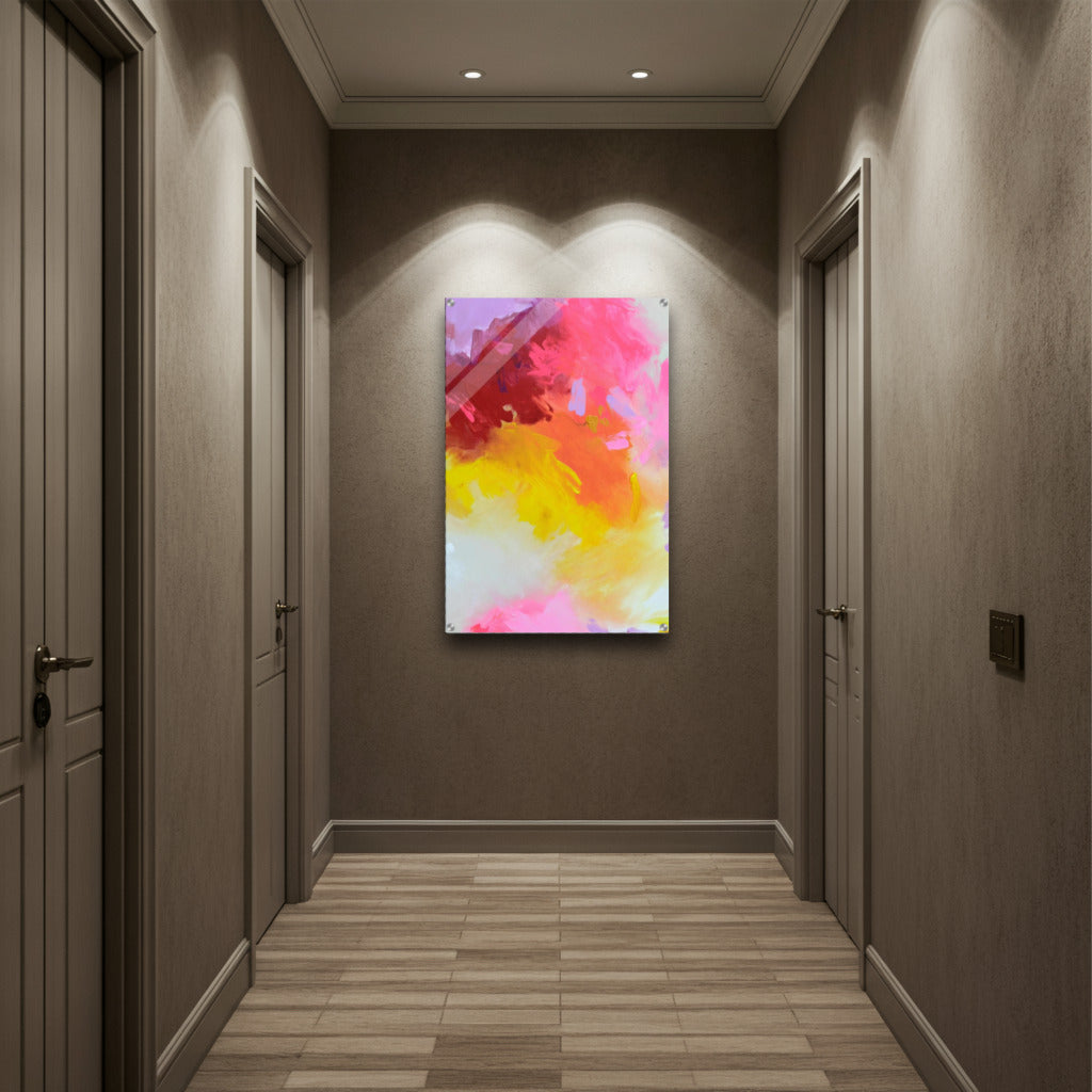 Hochformat  Lebendiger Acryl-Print – Energiereiches Kunstwerk für enge Räume und Flure,