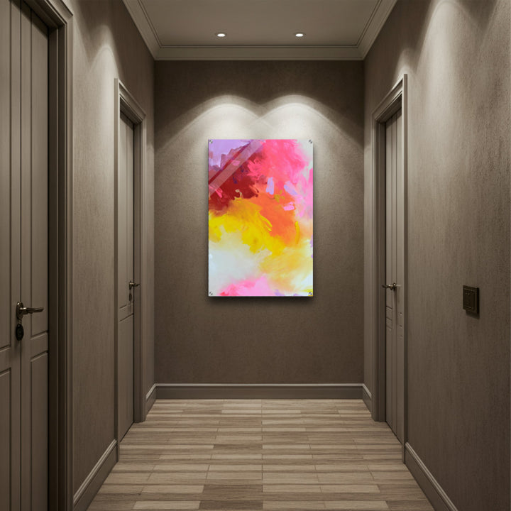 Hochformat  Lebendiger Acryl-Print – Energiereiches Kunstwerk für enge Räume und Flure,