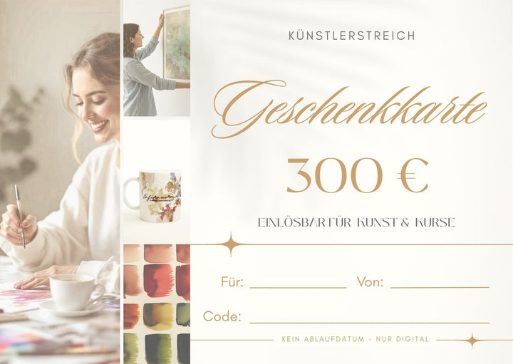 Digitaler Geschenkgutschein für Kunst &amp; Onlinekurse – Künstlerstreich