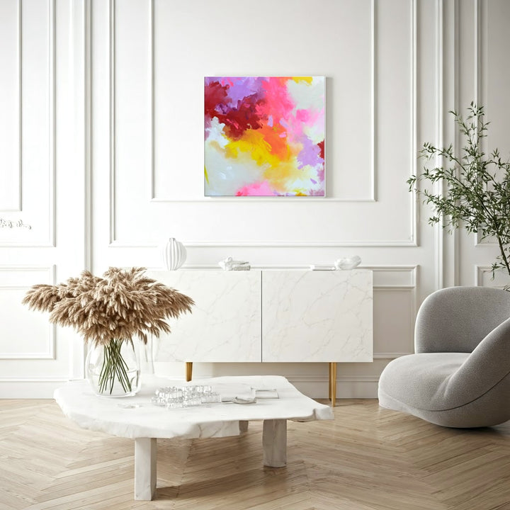 Buntes, helles modernes abstraktes Canvas-Print – lebendige Wanddekoration, zeitgenössische Kunst, farbenfrohes Wandbild, abstrakte Kunst für Inspiration und Ausdruck, stilvolle Raumgestaltung von Künstlerstreich